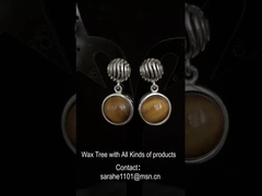 گوشواره هاي گرد شکل چشم ببر سنگي که به صورت هديه به صورت نقره 925 رودیوم پوشش داده شده