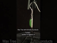 کابوشن 925 سنگ قیمتی نقره ای گوشواره های 7x12mm مستطیل سبز ژاد