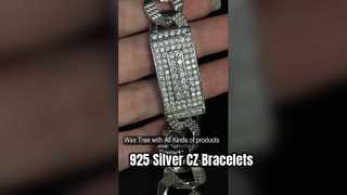 دستبند نقره ای 19 سانتی متری 925 CZ 100 گرمی دستبند دوستی نقره عیار شخصی