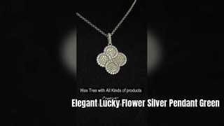 آویز خیره کننده گل لاکی نقره 925 با Apple Green CZ