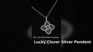 آویز شبدر چهار برگ نقره ای زیبا 925 عیار مشکی AAA CZ
