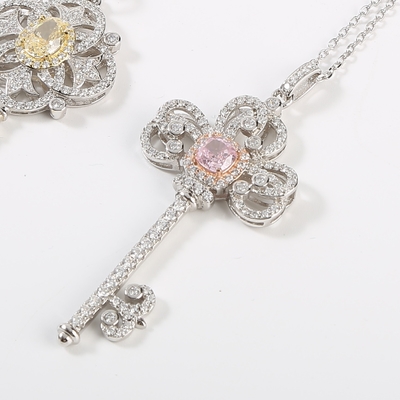 گردنبند آویز زنانه نقره ای 925 عیار کامل CZ الماس گرد شکل