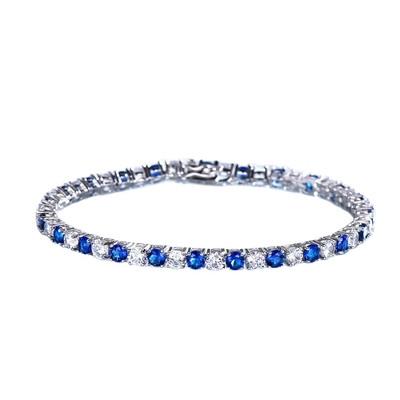 دستبند زنانه از جنس یاقوت کبود آبی نانو لاکچری ساخته شده برای عروسی عاشقانه جواهرات ظریف نقره 925