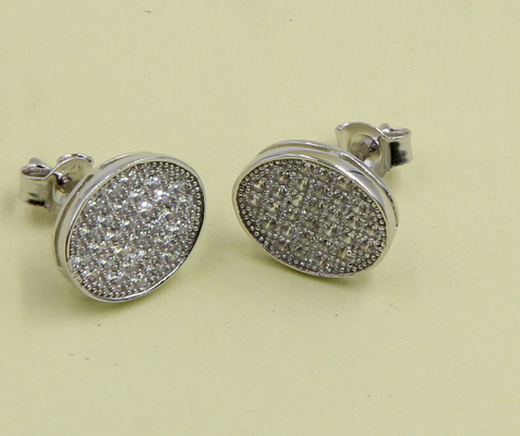2-5g بیضوی 925 نقره مکعب Zirconia Stud گوشواره ها برای جواهرات ساخت گوشواره های مکعب Zirconia Stud گوشواره های نقره ای استرلینگ زیبا