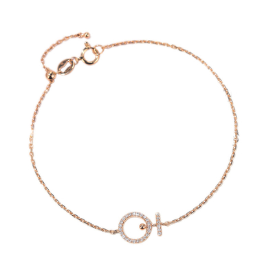 دستبند الماس طلای 18 عیار 0.10 عیار در مقابل شفافیت 1.5 گرم دخترانه