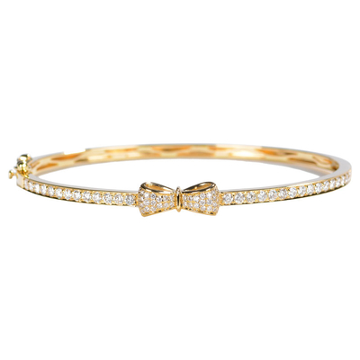 دستبند دستبند الماس طلای پاپیونی سفارشی 18 عیار 0.96 عیار 16.5 سانتی متر لوکس