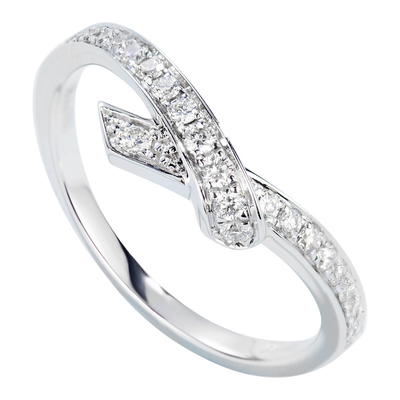 حلقه های الماس طلای سفید 18 عیار روسری شکل 0.22 عیار برای نامزدی