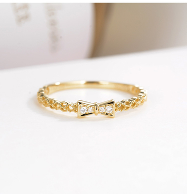 حلقه های الماس طلای 18 عیار پاپیون حلقه نامزدی موسانیت 0.3 عیار برای عروسی
