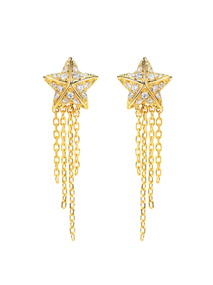 گوشواره الماس طلای 18 عیار ستاره ای شکل 0.16 عیار F-G رنگ 2.0 گرم برای نامزدی