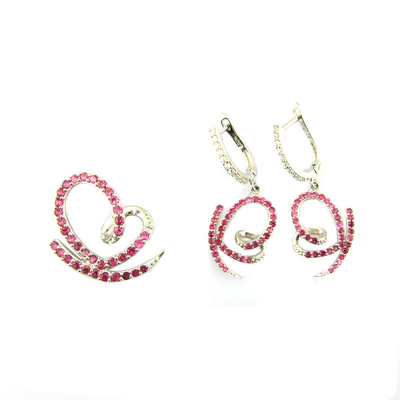 925 Silver Dangle Pendant Set With AAA Cz Stones Custom Logo Lobster Clap (سایت قلاده ای نقره ای با سنگ های AAA Cz)