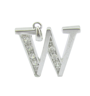 W حرف جواهرات لوازم جانبی 925 نقره CZ Pendant برای تابستان تعطیلات به نظر می رسد الفبای الفبای Pendant