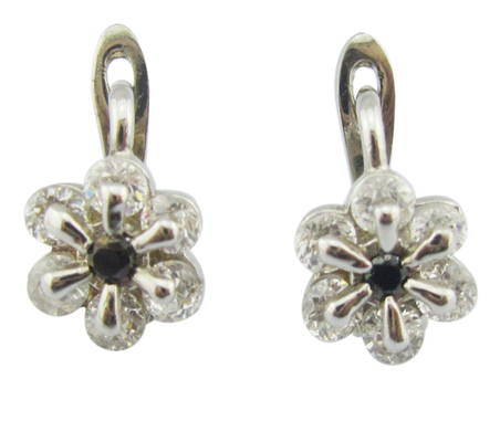 Cz سنگ اندازه 1.0-1.25mm نیکل-آزاد زرکونیا مکعب 925 گوشواره های نقره ای با طراحی گل گوشواره های نقره ای طلایی