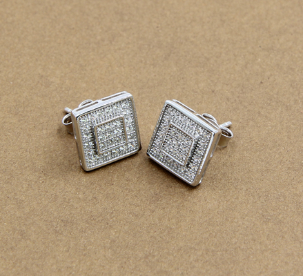 AAA CZ Solitaire Stud گوشواره های نقره ای استرلینگ برای جواهرات ساخت گوشواره مربع نقره ای استرلینگ زرکونیا مکعب