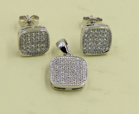 AAA CZ Solitaire Stud گوشواره های نقره ای استرلینگ برای جواهرات ساخت گوشواره مربع نقره ای استرلینگ زرکونیا مکعب