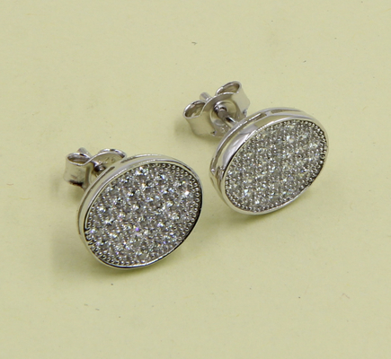 2-5g بیضوی 925 نقره مکعب Zirconia Stud گوشواره ها برای جواهرات ساخت گوشواره های مکعب Zirconia Stud گوشواره های نقره ای استرلینگ زیبا