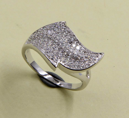 925 نقره خالص بيزل عروسي رنگ طرح برگ با درخشش CZ Solitaire و Pave Eternity Band Sterling Silver Diamond