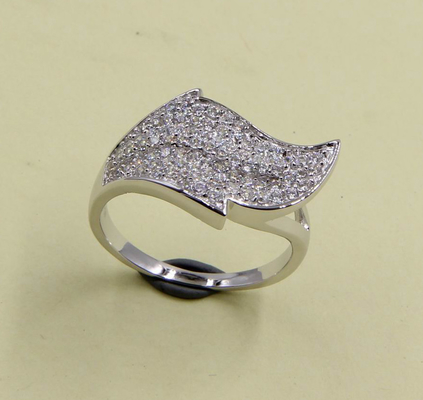 925 نقره خالص بيزل عروسي رنگ طرح برگ با درخشش CZ Solitaire و Pave Eternity Band Sterling Silver Diamond