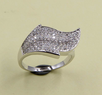 925 نقره خالص بيزل عروسي رنگ طرح برگ با درخشش CZ Solitaire و Pave Eternity Band Sterling Silver Diamond
