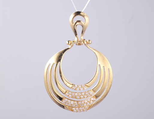 18K Gold Plating Muslim 46cm ژئومتريک دور گردنبند بزرگ مسلمان گردنبند زيرکون در 925 استرلينگ نقره لباس های گاه به گاه