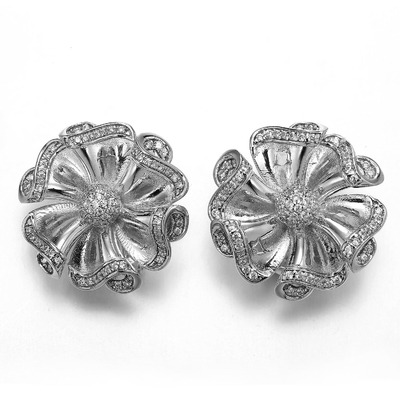 Morning Glory 925 Silver CZ گوشواره گل طرح گوشواره جواهرات