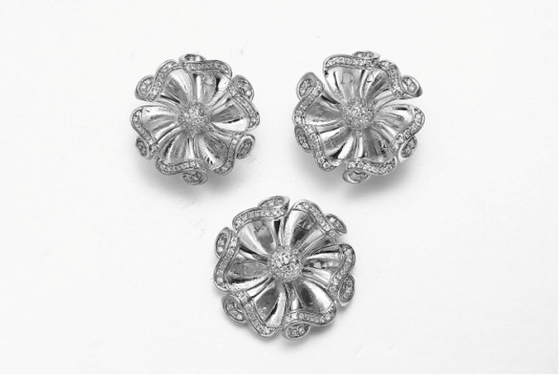 Morning Glory 925 Silver CZ گوشواره گل طرح گوشواره جواهرات