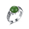 حلقه‌های نقره‌ای 925 حکاکی‌شده با سنگ‌های قیمتی 10x10 میلی‌متری حلقه‌ی گرد سبز تیره یشمی
