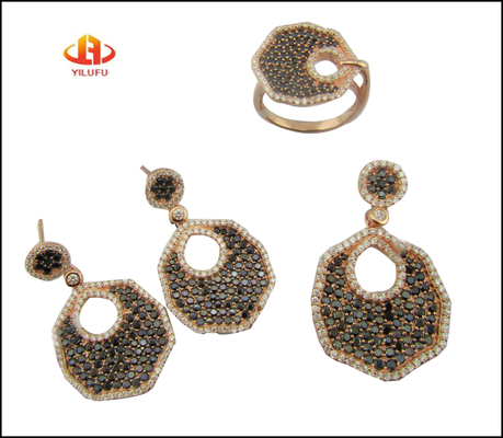 925 Silver Dangle Pendant Set With AAA Cz Stones Custom Logo Lobster Clap (سایت قلاده ای نقره ای با سنگ های AAA Cz)