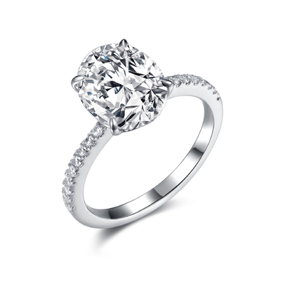 حلقه های نقره ای بیضی 925 CZ حلقه نامزدی 8x10 میلی متر مکعب زیرکونیا